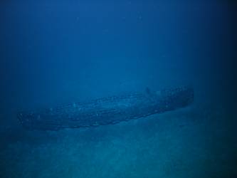 One of ship's boats lying on seabed in decayed state